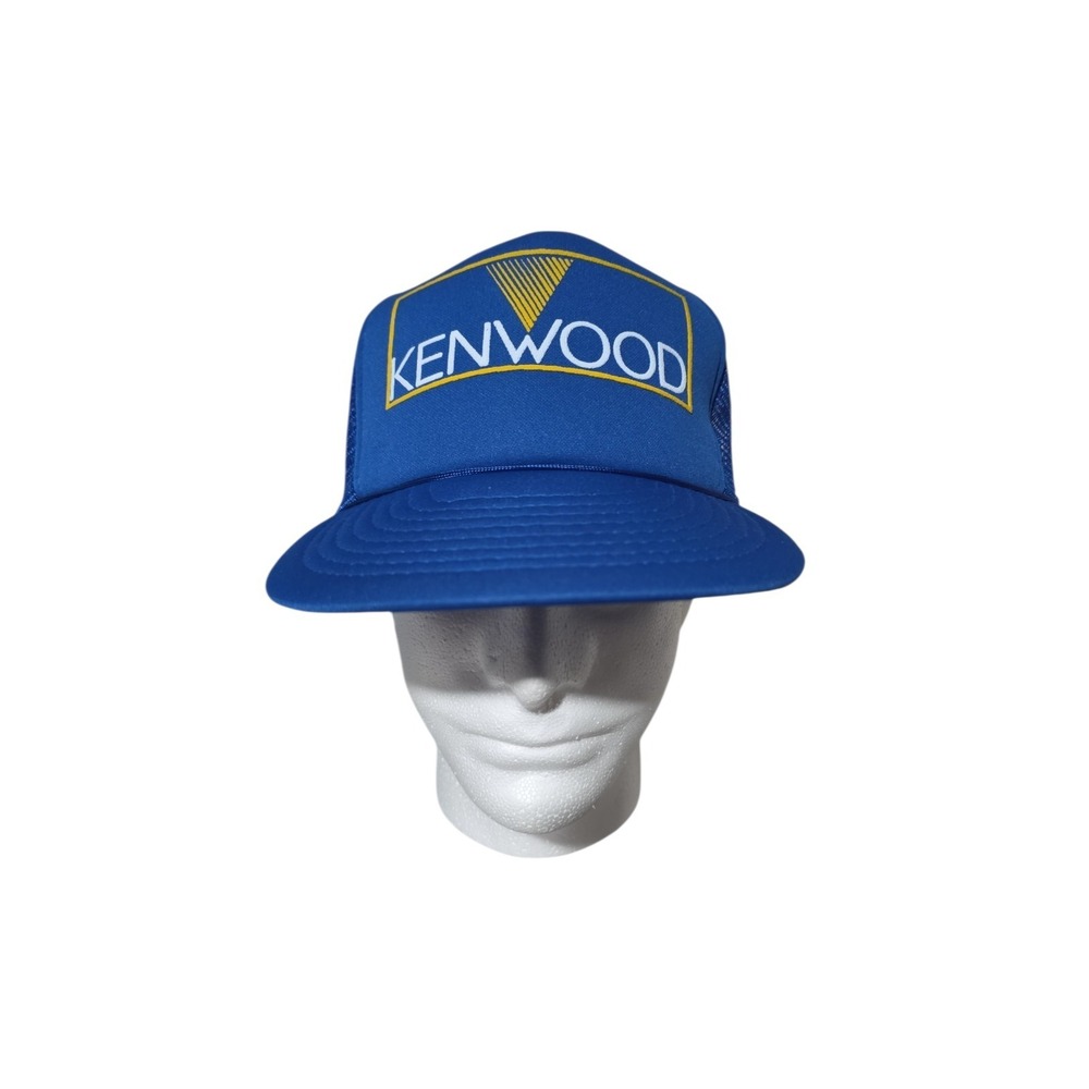 Vintage Kenwood Trucker Hat Blue Snapback Mesh Cap Audio Logo USA